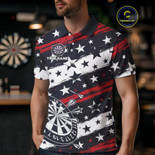 Load image into Gallery viewer, Personalized USA Flag Darts Shirt For Men Custom Patriotic Dart Jerseys Team Polo &amp; 1/4 Zip TDM4134