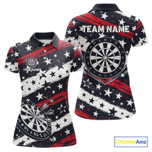Load image into Gallery viewer, Personalized USA Flag Darts Shirt For Women Custom Patriotic Dart Jerseys Team Polo &amp; 1/4 Zip TDM4134