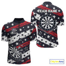 Load image into Gallery viewer, Personalized USA Flag Darts Shirt For Men Custom Patriotic Dart Jerseys Team Polo &amp; 1/4 Zip TDM4134