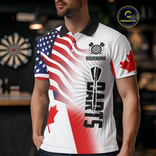 Load image into Gallery viewer, Personalized Men&#39;s Dart Shirts – Funny Canada &amp; US Flag Mix Custom Patriotic Darts Team Jerseys TDM4139