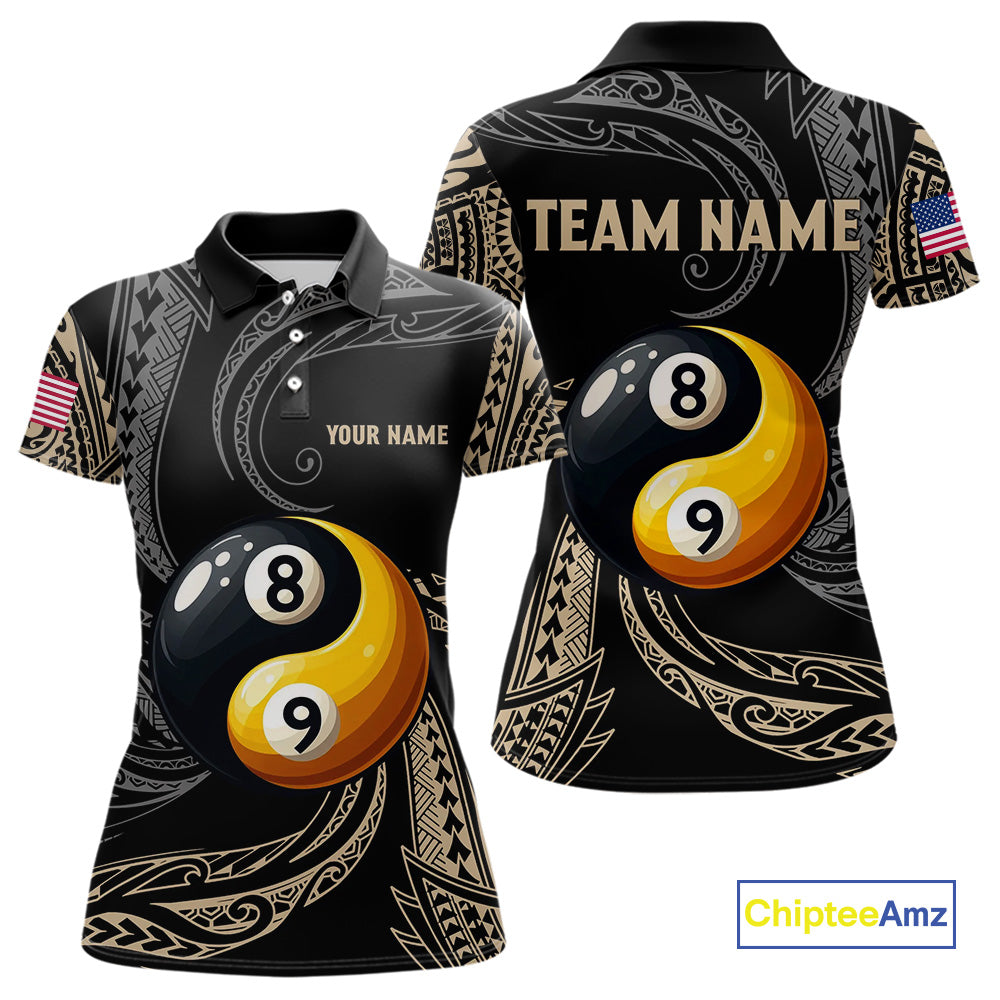Personalized Funny Yin And Yang Tribal Billiard Shirt For Women Custom 8 Ball & 9 Ball Pool Jerseys TDM4506