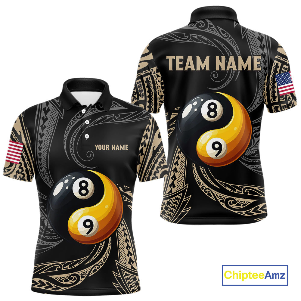 Personalized Funny Yin And Yang Tribal Billiard Shirt For Men Custom 8 Ball & 9 Ball Pool Jerseys TDM4506