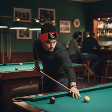 Load image into Gallery viewer, Personalized Skull 8 Ball Billiard Knit Beanie Hat With Rectangle Patch Custom Billiard Knit Cap TDM4940