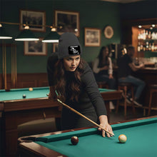 Load image into Gallery viewer, Personalized Skull 9 Ball Billiard Knit Beanie Hat With Rectangle Patch Custom Billiard Knit Cap TDM4941