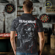 Load image into Gallery viewer, Personalized Skull Black Grunge Darts Polo &amp; Quarter Zip For Men Custom Darts Team Jersey |Red TDM5378