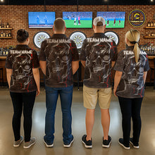 Load image into Gallery viewer, Personalized Skull Black Grunge Darts Polo &amp; Quarter Zip For Men Custom Darts Team Jersey |Red TDM5378