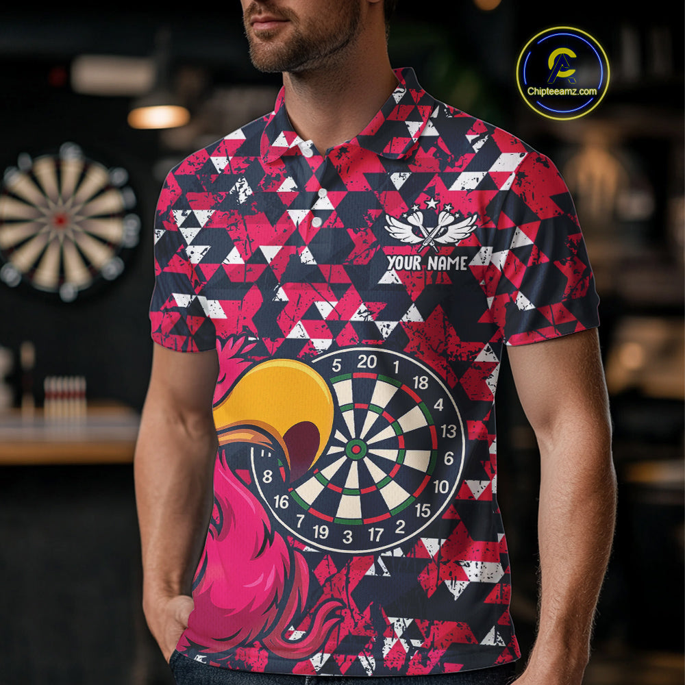 Funny Geometric Grunge Flamingo Dart Shirts For Men Custom Darts Jerseys Outfits, Darts Gifts TDM3963