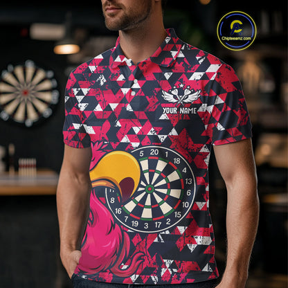 Funny Geometric Grunge Flamingo Dart Shirts For Men Custom Darts Jerseys Outfits, Darts Gifts TDM3963