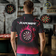 Load image into Gallery viewer, Pink And Black Lightning Arrow Custom Dart Shirts For Men| Darts Team Jersey – Polo &amp; Quarter Zip TDM3965