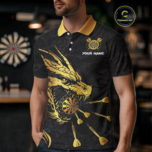 Load image into Gallery viewer, Personalized Black Gold Dragon Dart Shirts For Men Custom Darts League Team Jersey Polo &amp; 1/4 Zip TDM4142