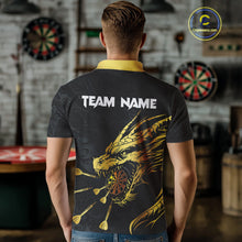 Load image into Gallery viewer, Personalized Black Gold Dragon Dart Shirts For Men Custom Darts League Team Jersey Polo &amp; 1/4 Zip TDM4142