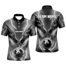 Load image into Gallery viewer, Custom Grey Lightning 3D Dragon 8 Ball Pool Billiard Shirts For Men, Team League Billiard Jerseys TDM2673