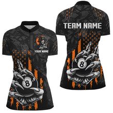 Load image into Gallery viewer, Funny Claw Tearing US Flag 8 Ball Pool Custom Billiard Jerseys For Women, Halloween Billiard Shirts TDM2675