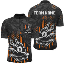 Load image into Gallery viewer, Funny Claw Tearing US Flag 8 Ball Pool Custom Billiard Jerseys For Men, Halloween Billiard Shirts TDM2675