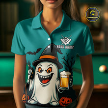 Load image into Gallery viewer, Custom Billiard Shirt Halloween Ghostly Beer Polo &amp; 1/4 Zip For Women, Funny 8 Ball Pool Team Jersey TDM4943