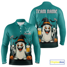 Load image into Gallery viewer, Funny Ghostly Beer Halloween Golf Polo Shirt For Men Custom Halloween Ladies Golf Outfit TDM4944
