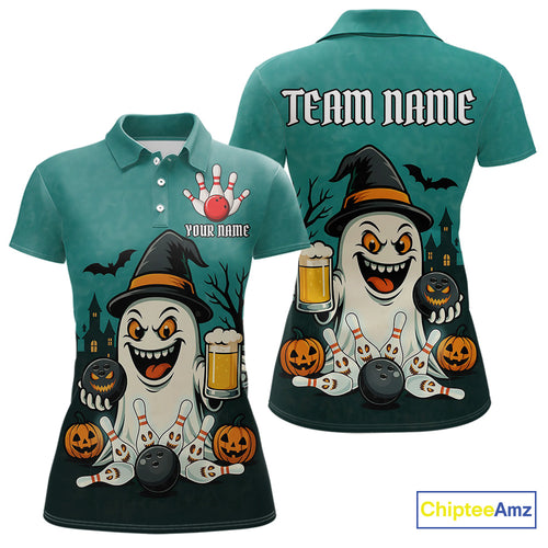 Funny Ghostly Beer Bowling Halloween Shirt For Women Custom Bowling Team Jersey Outfit TDM4945
