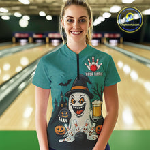 Load image into Gallery viewer, Funny Ghostly Beer Bowling Halloween Shirt For Women Custom Bowling Team Jersey Outfit TDM4945