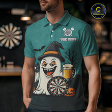Load image into Gallery viewer, Custom Darts Shirt Halloween Ghostly Beer Polo &amp; 1/4 Zip For Men, Funny Darts Jersey, Darts Gifts TDM4946