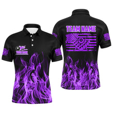 Load image into Gallery viewer, 3D Purple Flaming American Flag Men Billiard Shirt Custom Patriotic Pool Player Billiard Jersey TDM3164