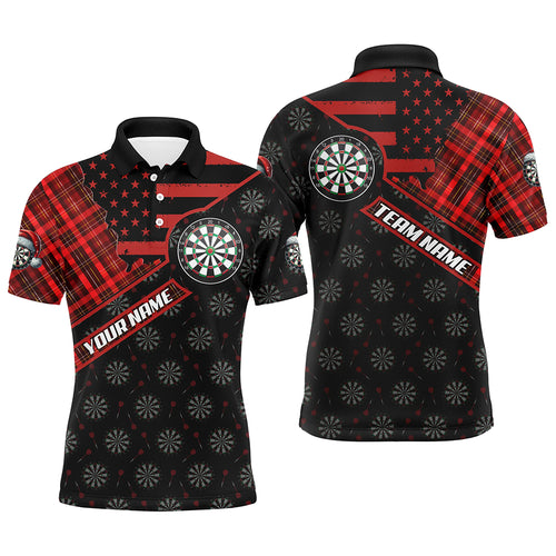 Red Darts Christmas American Flag Pattern Custom Dart Shirts For Men, Xmas Dart Jerseys Dart Gifts TDM3168