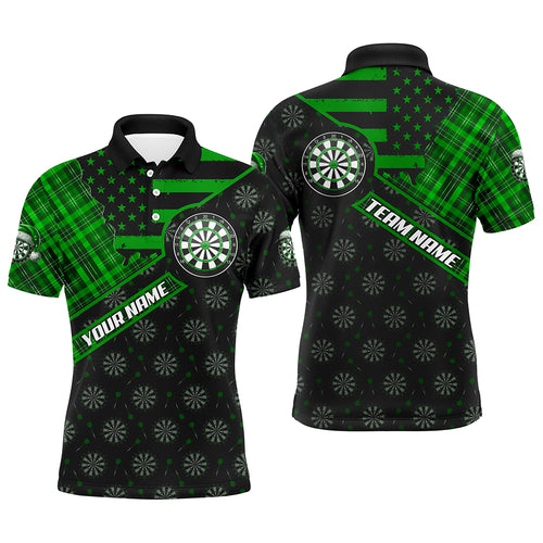 Green Darts Christmas American Flag Pattern Custom Dart Shirts For Men Xmas Dart Jerseys Dart Gift TDM3169