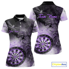 Load image into Gallery viewer, Black And Purple Smoke Dart Shirts For Women Custom Dart Jersey Pocket Option TDM3837