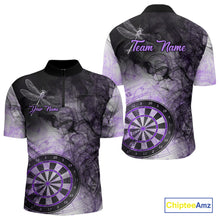 Load image into Gallery viewer, Black And Purple Smoke Dart Shirts For Men Custom Dart Jersey Pocket Option TDM3837