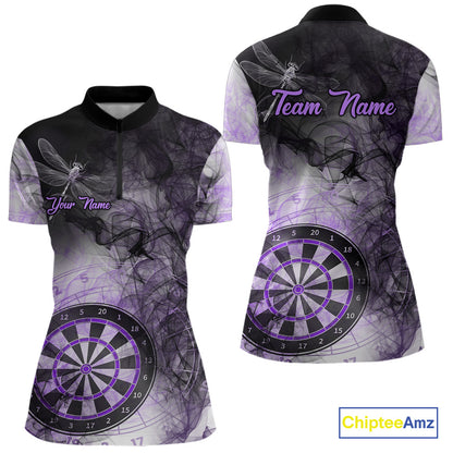 Black And Purple Smoke Dart Shirts For Women Custom Dart Jersey Pocket Option TDM3837