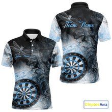Load image into Gallery viewer, Black And Blue Smoke Dart Shirts For Men Custom Dart Jersey Pocket Option TDM3838