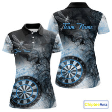 Load image into Gallery viewer, Black And Blue Smoke Dart Shirts For Women Custom Dart Jersey Pocket Option TDM3838