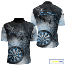 Load image into Gallery viewer, Black And Blue Smoke Dart Shirts For Men Custom Dart Jersey Pocket Option TDM3838