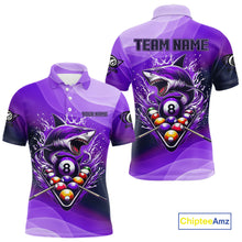 Load image into Gallery viewer, Personalized Purple Pool Ball Shark Billiard Shirts For Men Custom Team League Billiard Jerseys TDM3842