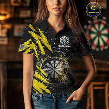 Load image into Gallery viewer, Yellow Black Darts Board Break Glass Custom Dart Shirts For Women, Darts Team Shirts Dart Jersey TDM4523