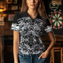 Load image into Gallery viewer, White Black Grunge Camo Funny US Flag Arrows Darts Shirt For Women Custom Darts Jersey Team Shirts TDM4525