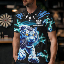 Load image into Gallery viewer, Personalized Blue 3D Tiger Thunder Lightning Dart Shirts For Men Custom Darts League Jerseys TDM3384