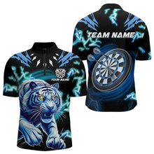 Load image into Gallery viewer, Personalized Blue 3D Tiger Thunder Lightning Dart Shirts For Men Custom Darts League Jerseys TDM3384