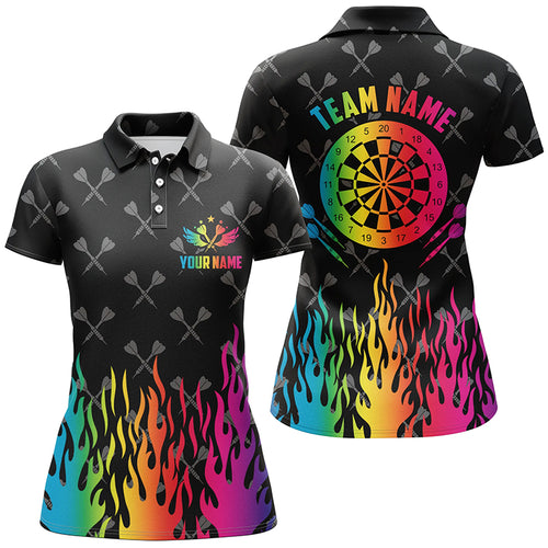 Personalized Dartboard Colorful Fire Flame Darts Women Polo Shirts Custom Unique Darts Team Jersey TDM1393