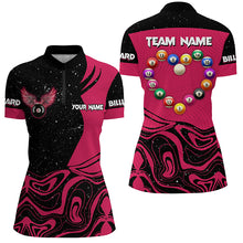 Load image into Gallery viewer, Personalized Funny Billiard Balls Heart Custom Women Polo &amp; Quarter-Zip Shirts, Pink Billiard Jerseys TDM1767