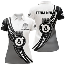 Load image into Gallery viewer, Personalized Black White 8 Ball Pool Crown Women Billiard Shirts, Best Billiard 8 Ball Team Jerseys TDM1772