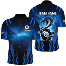 Load image into Gallery viewer, Personalized Thunder Lightning Cobra Snake Men Billiard Shirts, 8 Ball Billiard Team Jerseys |Blue TDM2680