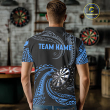 Load image into Gallery viewer, Personalized Blue Tribal Polynesian Mens Dart Shirts Custom Darts Polo &amp; 1/4 Zip Team Jersey TDM5154