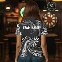 Load image into Gallery viewer, Personalized White Black Tribal Polynesian Womens Dart Shirts Custom Dart Polo &amp; 1/4 Zip Team Jersey TDM5155