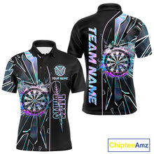 Load image into Gallery viewer, Personalized Holographic Break Glass Mens Dart Shirts Custom Darts Jersey Team Polo &amp; 1/4 Zip TDM5157