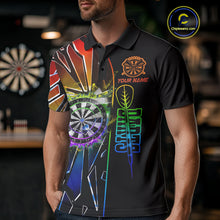 Load image into Gallery viewer, Personalized Rainbow Colorful Break Glass Mens Dart Shirts Custom Darts Jersey Team Polo &amp; 1/4 Zip TDM5158