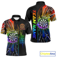 Load image into Gallery viewer, Personalized Rainbow Colorful Break Glass Mens Dart Shirts Custom Darts Jersey Team Polo &amp; 1/4 Zip TDM5158