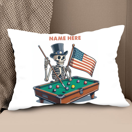 Personalized Funny Skeleton Playing Billiard Custom Name Billiard Pillow TDM0876