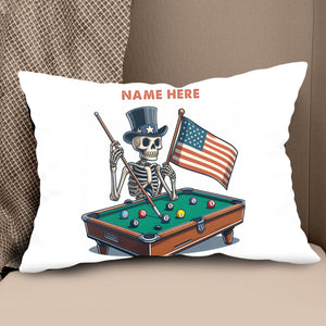 Personalized Funny Skeleton Playing Billiard Custom Name Billiard Pillow TDM0876