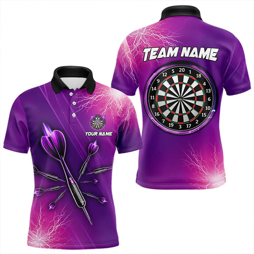 Purple Thunder Lightning Light Darts Polo & Quarter Zip Custom Darts Shirts For Men Darts Jerseys TDM3391