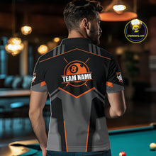 Load image into Gallery viewer, 8 Ball Billiard Jerseys For Men Custom Polo &amp; Quarter-Zip Billiard Shirts, Pool Team Shirt|Orange TDM5881